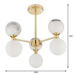 House Beautiful Delta 3 Light Marble Pendant - Brass & Opal -Furniture Series Store 13208336 5664927241764158