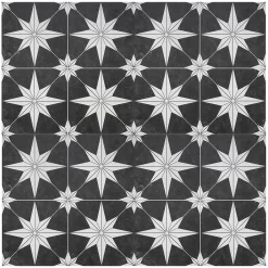 Country Living Starry Skies Black North Star Porcelain Floor & Wall Tile 1.42sqm Pack - 450x450mm -Furniture Series Store 13220589 1014915122464244