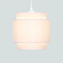 Finn Tier Drum Putty Linen Shade - 25cm -Furniture Series Store 13222467 1264901095882107