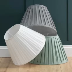 Raye Duck Egg Pleated Taper Silk Shade - 40cm -Furniture Series Store 13222473 1294946174700072