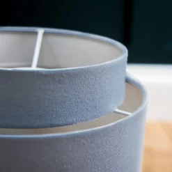 Finn Tier Drum Sky Blue Linen Shade - 25cm -Furniture Series Store 13222480 1104944148435191