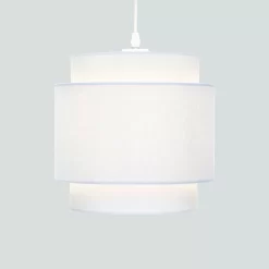 Finn Tier Drum Sky Blue Linen Shade - 25cm -Furniture Series Store 13222480 1264901095855308