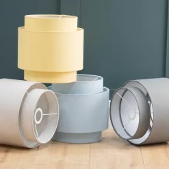 Finn Tier Drum Sky Blue Linen Shade - 25cm -Furniture Series Store 13222480 1764944148477011