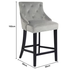 Annabelle Velvet Bar Stool - Grey -Furniture Series Store 13223761 2104927306648863