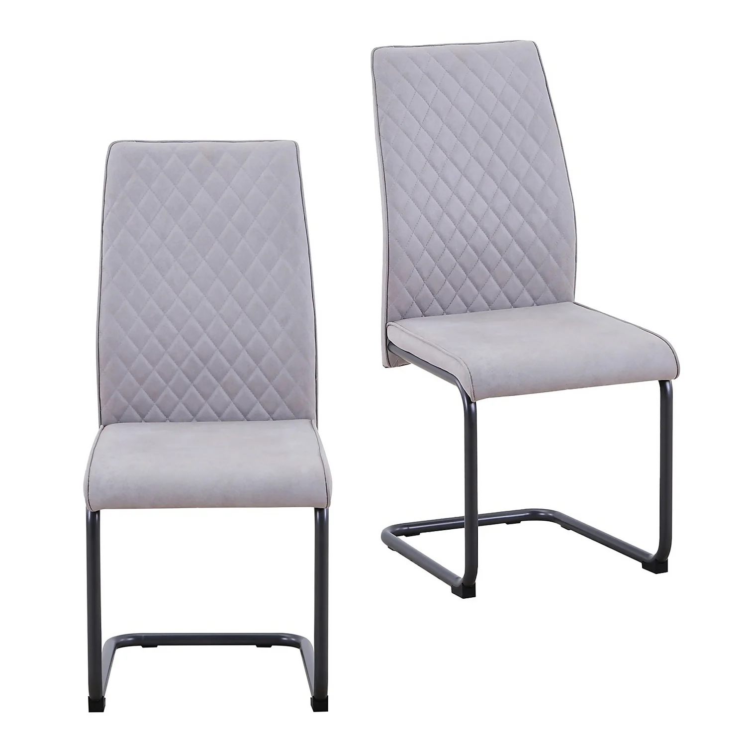 Skelby Cantilever Dining Chairs - Set Of 2 - Silver Grey 3 Skelby Cantilever Dining Chairs - Set Of 2 - Silver Grey