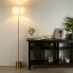 Raffia Floor Lamp - White & Gold -Furniture Series Store 13525826 5084956834876537