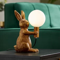 Rabbit Table Lamp - Gold & Glass