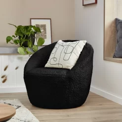 Bernie Boucle Chunky Tub Chair - Black -Furniture Series Store 13644161 2074997056682553