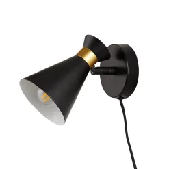 Balham Plug In Wall Light - Black & Brass -Furniture Series Store 13698852 1294976728411563
