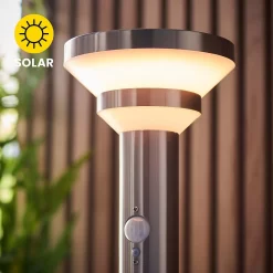 Halton 50cm Photocell & PIR Solar Outdoor Floor Light - Stainless Steel -Furniture Series Store 13794246 1344957104317343