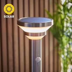 Halton 50cm Photocell & PIR Solar Outdoor Floor Light - Stainless Steel -Furniture Series Store 13794246 2624957104447003