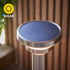 Halton 50cm Photocell & PIR Solar Outdoor Floor Light - Stainless Steel -Furniture Series Store 13794246 7444957104409611