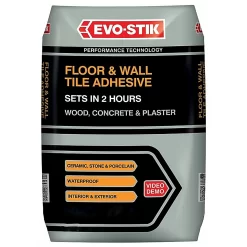 EVO-STIK Fast Set Floor & Wall Tile Adhesive For Wood, Concrete And Plaster 20kg - Grey