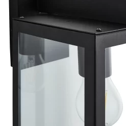 Hestia E27 Glass Panel Outdoor Box Lantern - Black -Furniture Series Store 13924362 1874980109381578