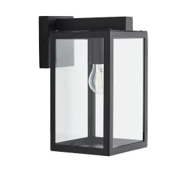 Hestia E27 Glass Panel Outdoor Box Lantern - Black -Furniture Series Store 13924362 1994980109353483