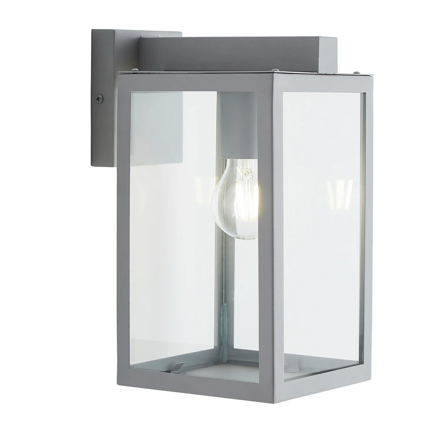 Hestia E27 Glass Panel Outdoor Box Lantern - Silver 4 Hestia E27 Glass Panel Outdoor Box Lantern - Silver - Image 2