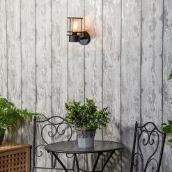 Leonis Miners Style Outdoor Wall Lantern - Black