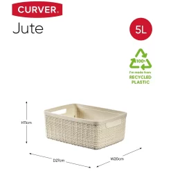 Curver Jute Small Recycled Storage Basket - 5L White -Furniture Series Store 13965909 1364995188282910