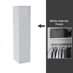 House Beautiful Honest Fitted Look Single Wardrobe, White Carcass - Gloss White Slab Door (W) 490mm X (H) 2226mm