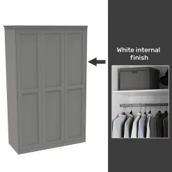 House Beautiful Realm Fitted Look Triple Wardrobe, White Carcass - Grey Shaker Doors (W) 1451mm X (H) 2256mm