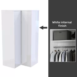 House Beautiful Escape Fitted Look Corner Wardrobe, White Carcass - Gloss White Handleless Doors (W) 1073mm X (H) 2226mm