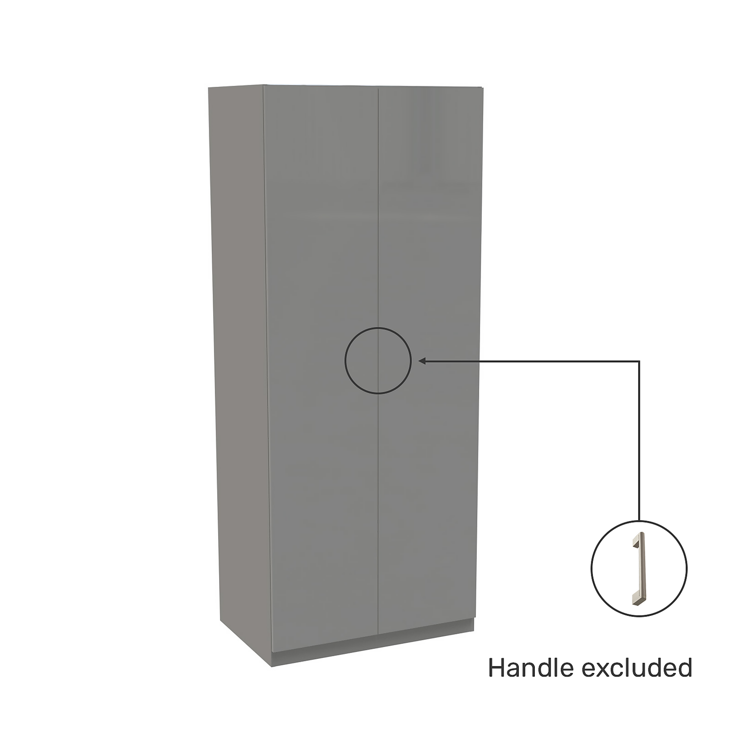 House Beautiful Honest Double Wardrobe, Grey Carcass - Gloss Grey Slab Doors (W) 900mm X (H) 2196mm 5 House Beautiful Honest Double Wardrobe, Grey Carcass - Gloss Grey Slab Doors (W) 900mm X (H) 2196mm - Image 3