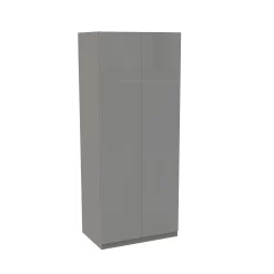 House Beautiful Honest Double Wardrobe, Grey Carcass - Gloss Grey Slab Doors (W) 900mm X (H) 2196mm