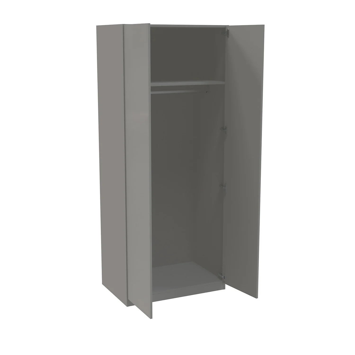 House Beautiful Honest Double Wardrobe, Grey Carcass - Gloss Grey Slab Doors (W) 900mm X (H) 2196mm 4 House Beautiful Honest Double Wardrobe, Grey Carcass - Gloss Grey Slab Doors (W) 900mm X (H) 2196mm - Image 2