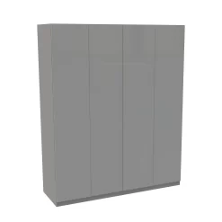 House Beautiful Honest Quad Wardrobe, Grey Carcass - Gloss Grey Slab Doors (W) 1800mm X (H) 2196mm