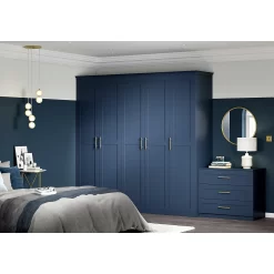 House Beautiful Realm Fitted Look Triple Wardrobe, Grey Carcass - Navy Blue Shaker Doors (W) 1451mm X (H) 2256mm -Furniture Series Store 13999969 1115005574651874