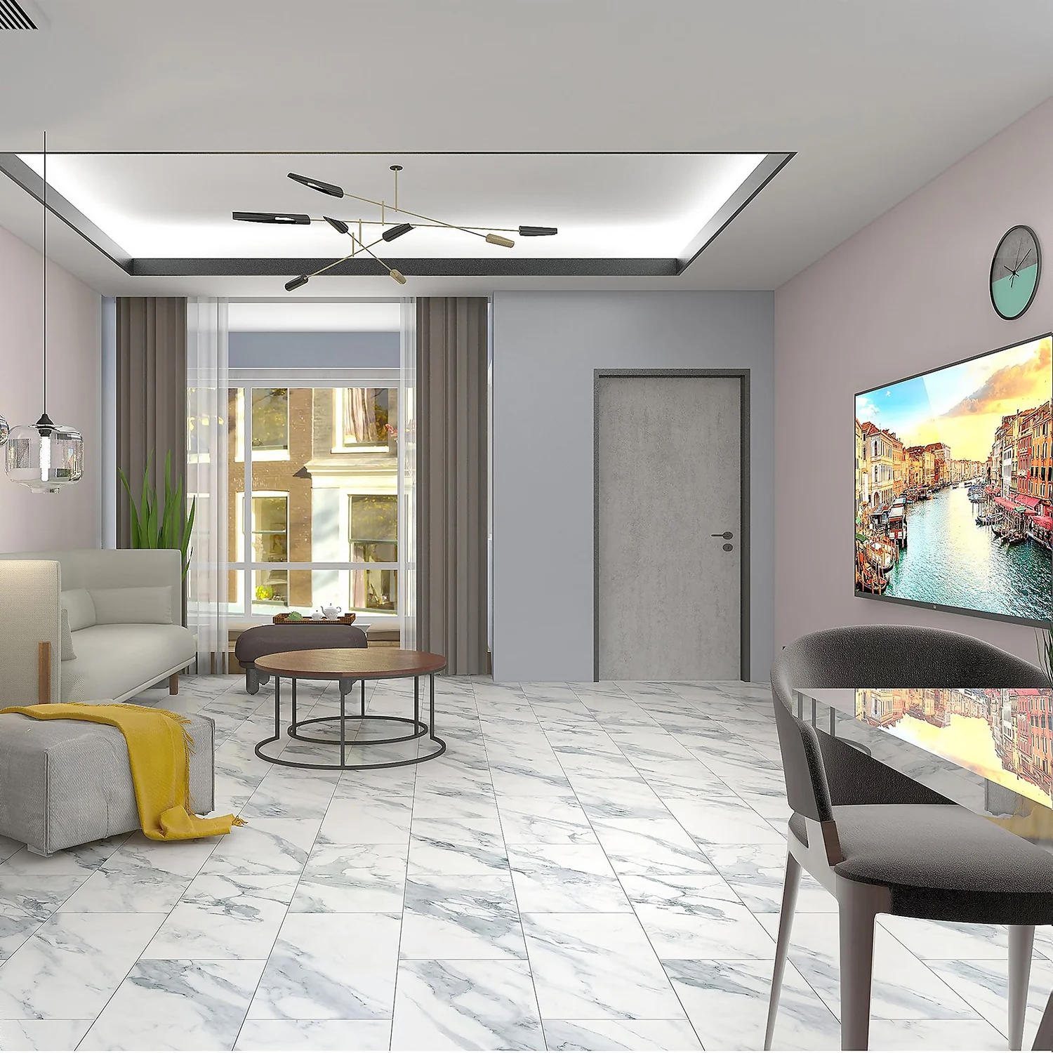 None Rigid Core Luxury Vinyl Flooring - Marble Tile 3 None Rigid Core Luxury Vinyl Flooring - Marble Tile