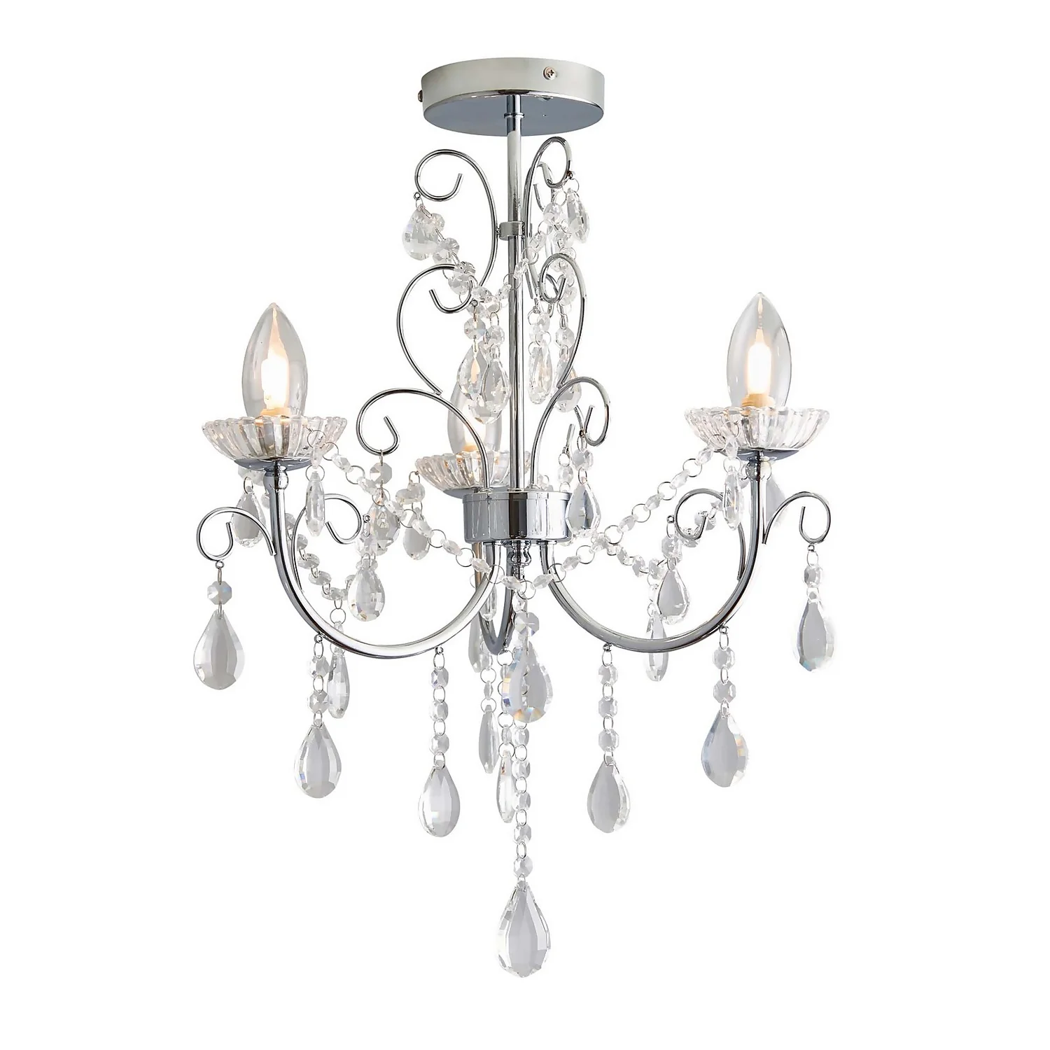 Shanzie Semi Flush Bathroom Chandelier Light - Chrome Effect 4 Shanzie Semi Flush Bathroom Chandelier Light - Chrome Effect - Image 2