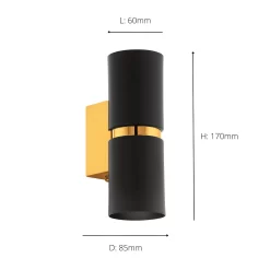 Eglo Passa Wall Light Round - Black & Gold -Furniture Series Store 14302977 1955038224172065