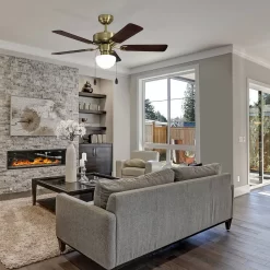 Eglo Cadiz Ceiling Fan With Light - Aged Brass & Wood -Furniture Series Store 14742121 7655052700454133